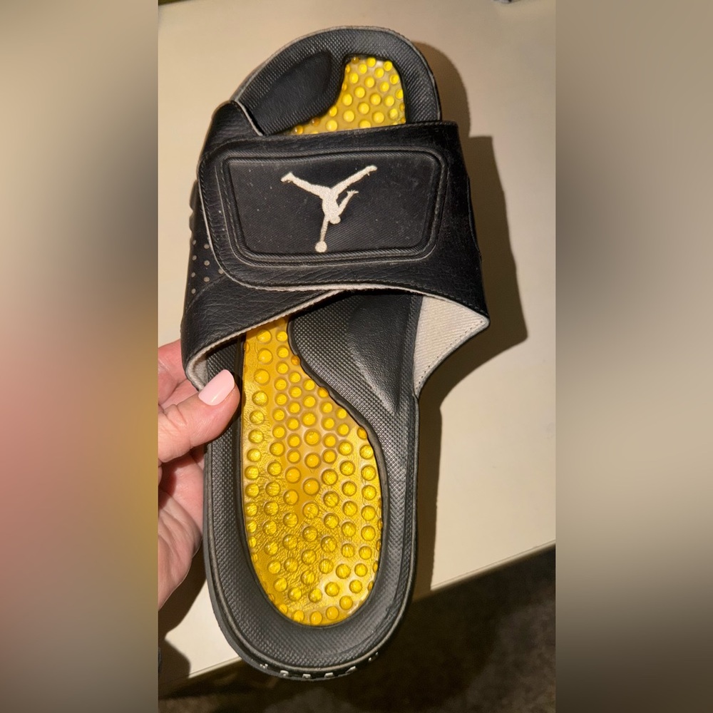 Jordan Retro 6 Black and Yellow Slide Sandals
